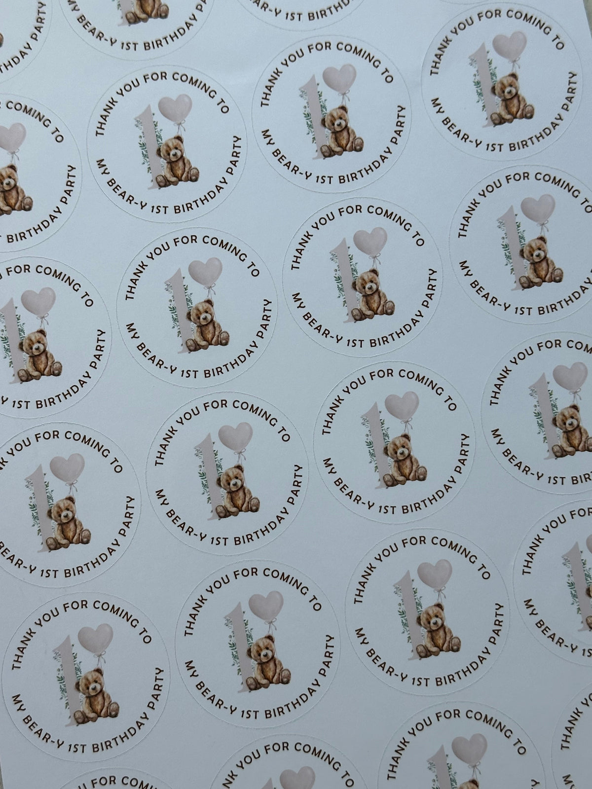 Bear-y first birthday stickers
