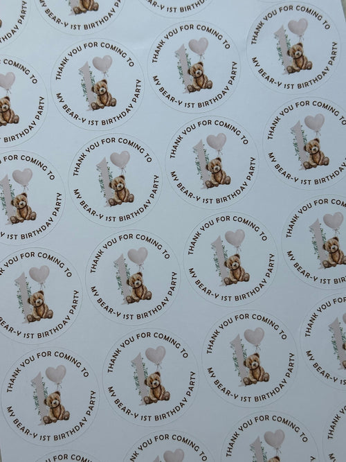 Bear-y first birthday stickers